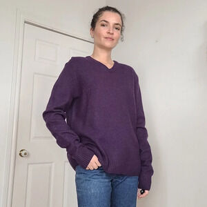 Black Brown purple knit sweater in lambswool blend